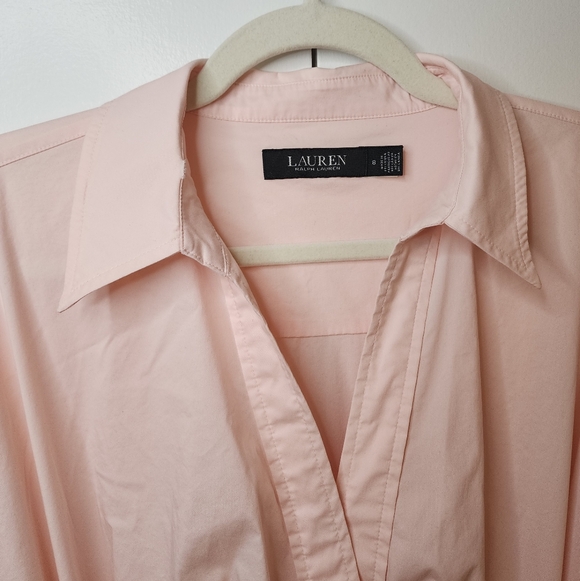 Ralph Lauren Pink Belted Cotton-Blend Tiered Dress | Size 8 - Picture 3 of 11